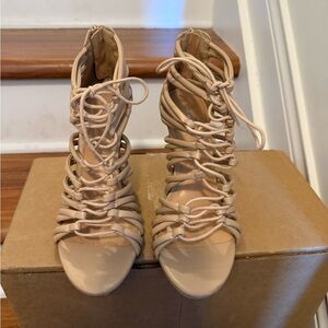 Express Tan Strappy Heels